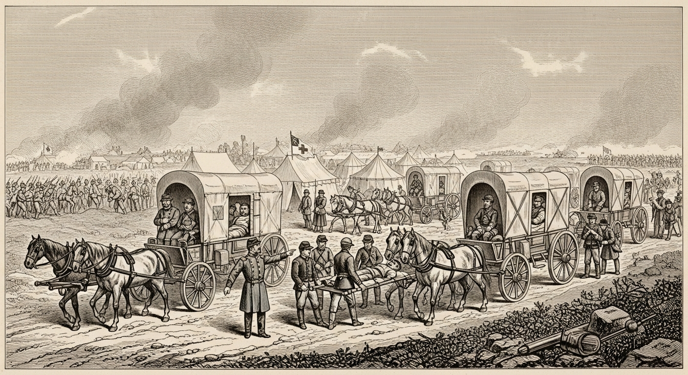 南北戦争の救急車部隊——馬車で傷病兵を搬送するレターマン式システム